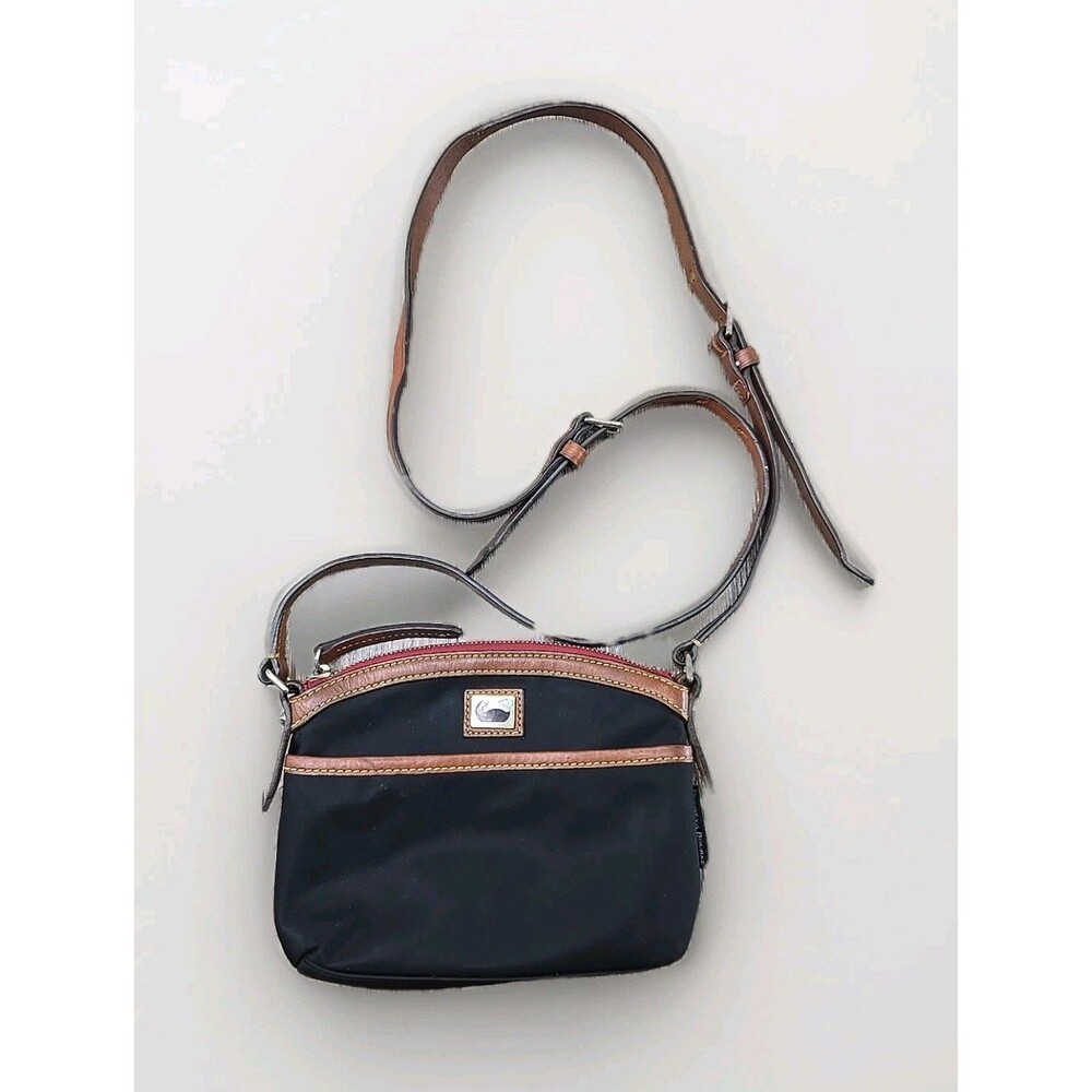 Dooney and Bourke Crossbody Black Nylon Purse Bag Zipper Black Small Leather